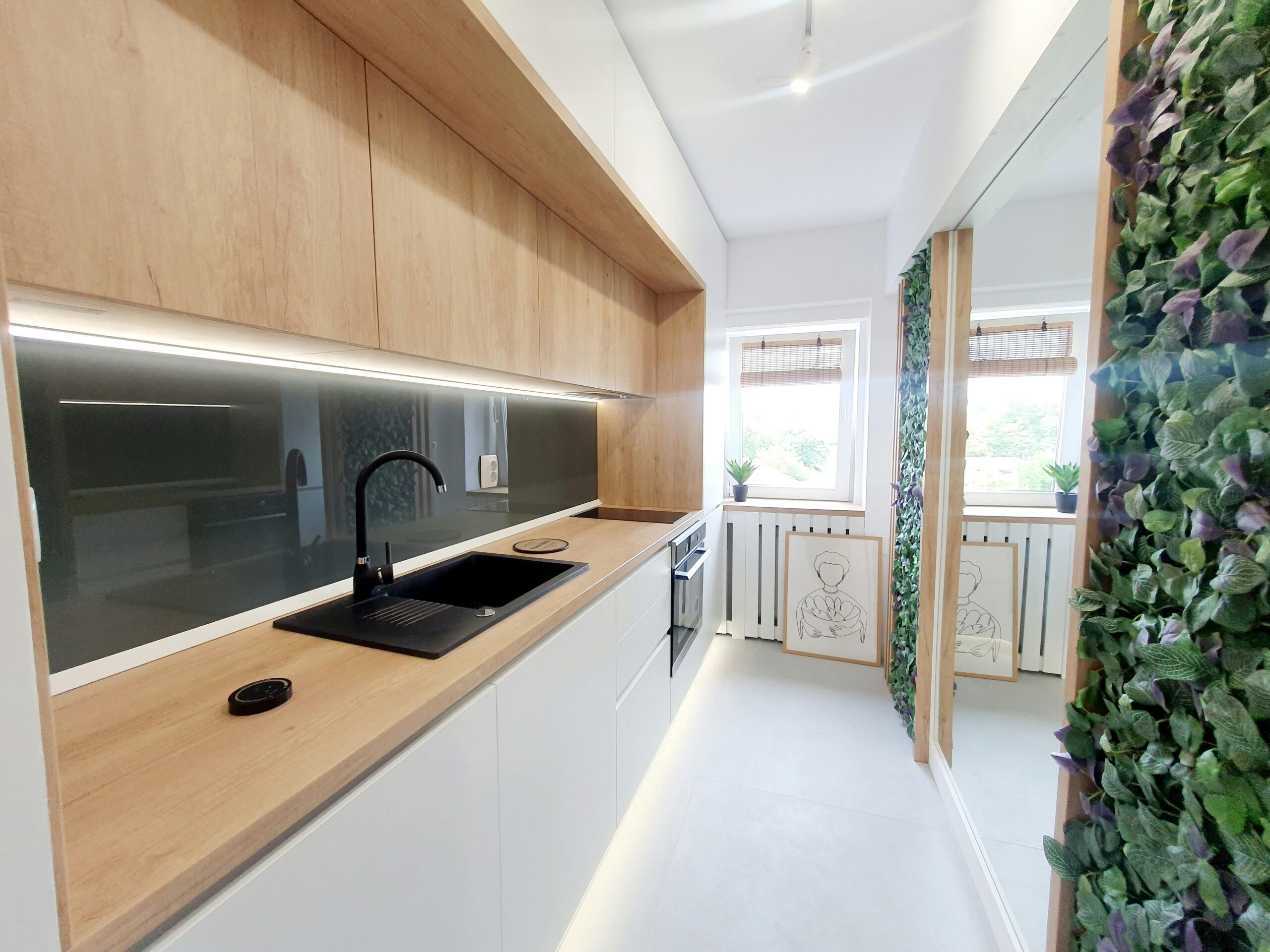 Compact straight island kitchen