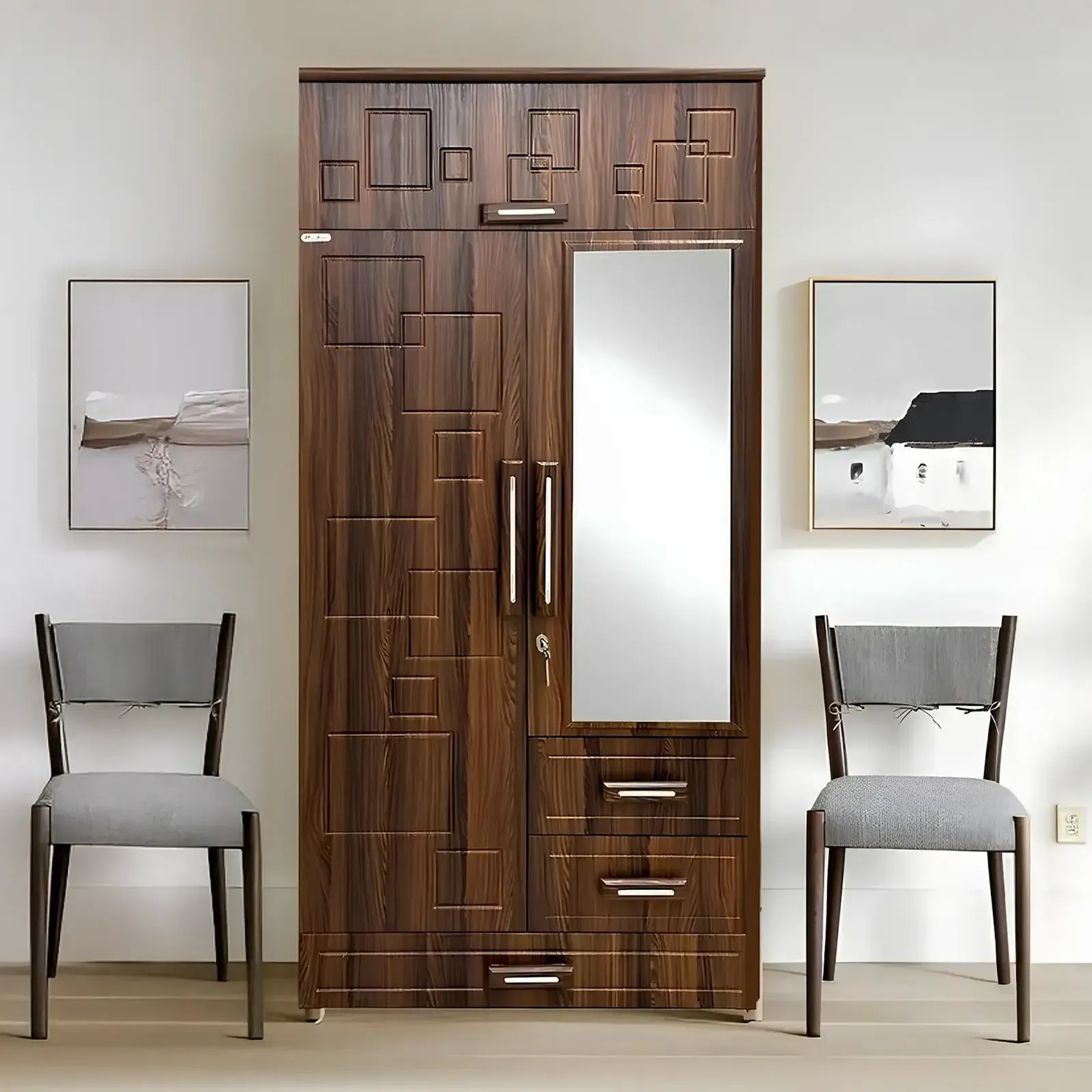 Classic Walnut Bedroom with wardrobe and mirror dresser
